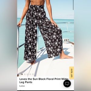 Loves the Sun Black Floral Print Wide-Leg Pants